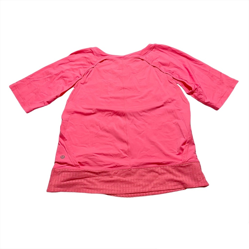 Lululemon Hot Pink Short Sleeve Cutout Athleisure Workout Top Size XS/Small - Picture 7 of 7